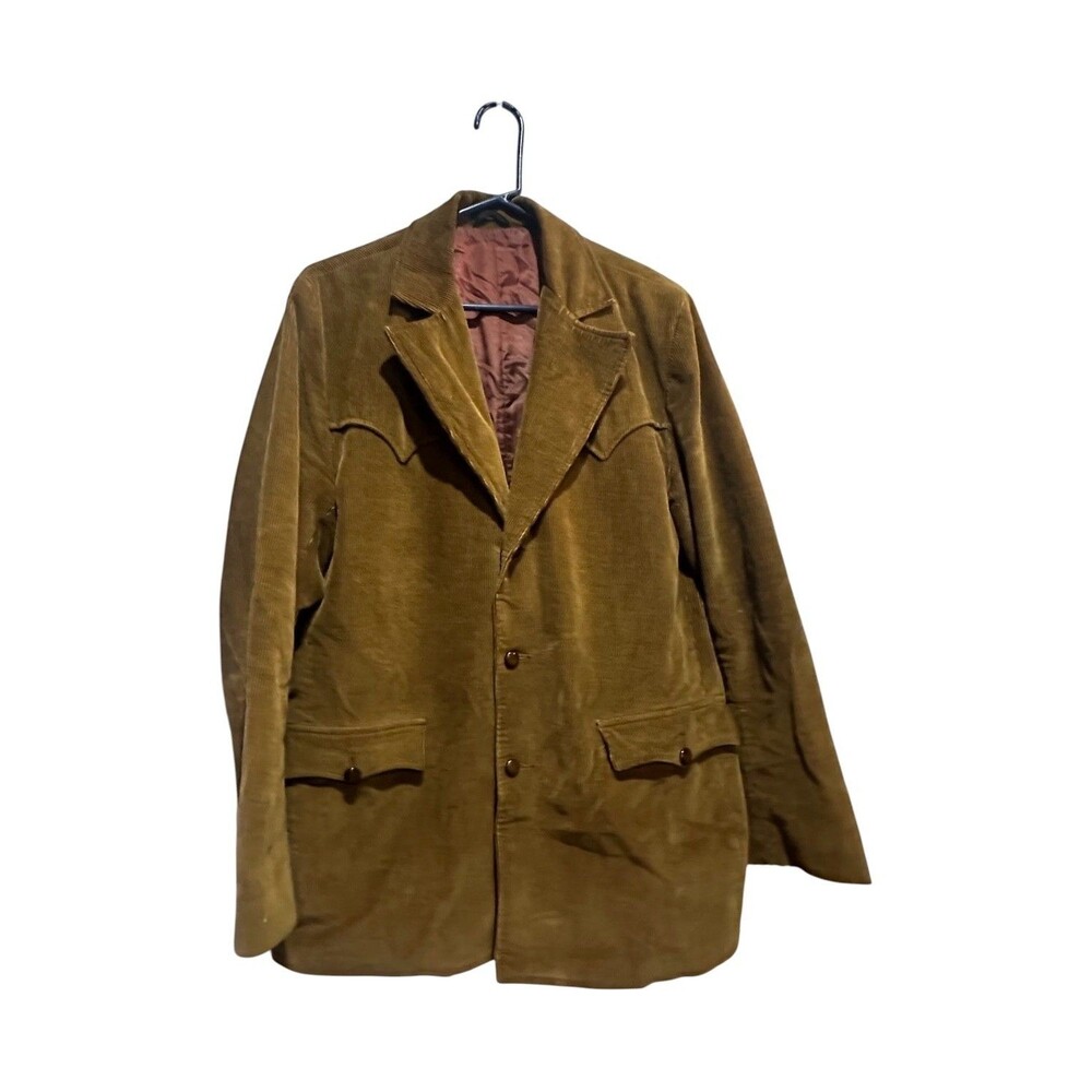 VTG Pioneer Wear Brown Blazer Sports Coat Jacket Mens Sz 42 L Made USA Corduroy